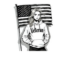 Sticker - Women Veteran + Flag